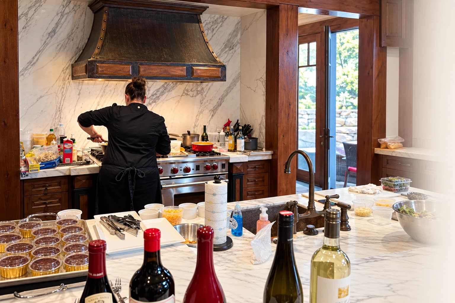 Chef Jenny preparing a private meal in a residential kitchen